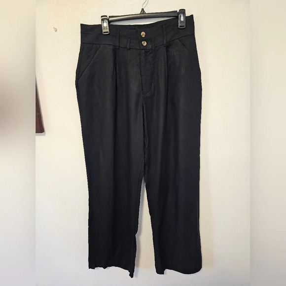 Crosby Black Wide Leg Pleated Linen and Viscose Pants Women's Size 12 NWOT - Picture 9 of 10